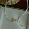 Retro Elegance Pearl Chain Necklace For Women  Rose Flower Necklace Gold Color Choker Butterfly Clavicle Chain Jewelry
