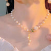Retro Elegance Pearl Chain Necklace For Women  Rose Flower Necklace Gold Color Choker Butterfly Clavicle Chain Jewelry