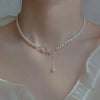 Retro Elegance Pearl Chain Necklace For Women  Rose Flower Necklace Gold Color Choker Butterfly Clavicle Chain Jewelry