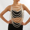 Retro Imitation Pearl Shoulder Bra Chain Bikini Top Shawls for Women Festival Lingerie Wedding Chest Body Chain Dress Jewelry
