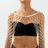 Retro Imitation Pearl Shoulder Bra Chain Bikini Top Shawls for Women Festival Lingerie Wedding Chest Body Chain Dress Jewelry