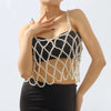 Retro Imitation Pearl Shoulder Bra Chain Bikini Top Shawls for Women Festival Lingerie Wedding Chest Body Chain Dress Jewelry