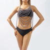 Retro Imitation Pearl Shoulder Bra Chain Bikini Top Shawls for Women Festival Lingerie Wedding Chest Body Chain Dress Jewelry