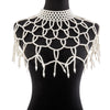 Retro Imitation Pearl Shoulder Bra Chain Bikini Top Shawls for Women Festival Lingerie Wedding Chest Body Chain Dress Jewelry