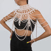 Retro Imitation Pearl Shoulder Bra Chain Bikini Top Shawls for Women Festival Lingerie Wedding Chest Body Chain Dress Jewelry
