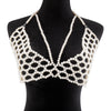 Retro Imitation Pearl Shoulder Bra Chain Bikini Top Shawls for Women Festival Lingerie Wedding Chest Body Chain Dress Jewelry