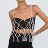 Retro Imitation Pearl Shoulder Bra Chain Bikini Top Shawls for Women Festival Lingerie Wedding Chest Body Chain Dress Jewelry
