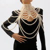 Retro Imitation Pearl Shoulder Bra Chain Bikini Top Shawls for Women Festival Lingerie Wedding Chest Body Chain Dress Jewelry