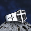 Retro Vintage Men Coffin / Cross Shaped Ring in Stainless Steel with Silverly Black Golden Male Jewelry Dropshipping OSR609
