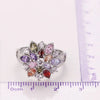 Ring  925 Sterling Silver Color Jewelry Colourful Cubic Zirconia Flower Design Cute Style Women Girls Party Engagement