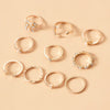 Rinhoo  Moon Star Ring Set For Women Shiny Crystal Heart Flower Geometric Metal Finger Rings Trendy Party Jewelry