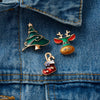 Rinhoo  Year Xmas Brooch Sets for Women Kids Cute Santa Claus Elk Crutch Gift Box Hat Tree Glove Star Bear Christmas Jewelry