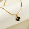 Rinhoo Stainless Steel Round Initial Letter Name Pendant Necklace For Women  A-Z Letters Friendship Choker Jewelry Gifts