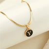 Rinhoo Stainless Steel Round Initial Letter Name Pendant Necklace For Women  A-Z Letters Friendship Choker Jewelry Gifts