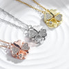 Romantic Lucky Four Leaf Clover Necklaces for Women Refined Cubic Zirconia Love Heart Pendant Stainless Steel Jewelry Gift