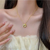 Romantic Lucky Four Leaf Clover Necklaces for Women Refined Cubic Zirconia Love Heart Pendant Stainless Steel Jewelry Gift