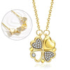 Romantic Lucky Four Leaf Clover Necklaces for Women Refined Cubic Zirconia Love Heart Pendant Stainless Steel Jewelry Gift