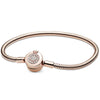 Rose Gold & Silver Moments Sparkling Snake Chain 925 Sterling Silver Bracelet Fit  Bangle Bead Charm Diy Jewelry