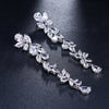 Zircons Marquise Cluster Flower Shape Cubic Zirconia Long Dangle Drop Earrings for Brides Wedding Party Jewelry - Image 4