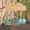 Boho Vintage Bronze Earrings Set Geometric Statement Dangle Earrings with Turquoise Wipe Green Workmanship Daily Wear Versatile - Image 8