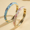 Ftcy Flower Pattern Enamel Cloisonne Bracelet For Women Retro Gold Color Plated Bangles for Girls Women Jewelry Gifts - Image 5