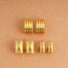 Gold Plated Wide C-shape Metal Ribbed Hoop Earrings for Women Geometric Round Stainless Steel Earring Jewelry - Image 2