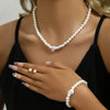3PCS Set Imitation Pearl Necklace Bracelet Earrings Stud Set Fireball Pearl Beaded Women Bridal Party Jewelry Gift - Image 1