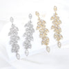 CZ Leaf Long Drop Bridal Earrings for Elegant Women Marquise Cubic Zirconia Wedding Party Jewelry - Image 5