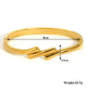 316L Stainless Steel Bangle Bracelet with Cubic Zirconia Details in Gold-Tone - Image 8
