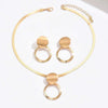 1 set of and elegant flat snake chain ring hollow pendant collarbone chain stud earrings set - Image 3