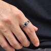 Hexagon Black Zircon Ring for Men, Gray Stainless Steel Geometric Band, Punk Statement Rings Jewelry for Wedding Party Gift - Image 3