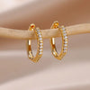 Stainless Steel Hoop Earrings For Women Gold Color Geometric Square Zircon Earring Female Wedding Aesthetic Jewerly Gift - Image 16