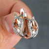 Cute Water Drop Stone Hoop Earrings Multicolor Zircon Crystal Leaf Earrings Charm Silver Color Wedding Earrings For Women - Image 4