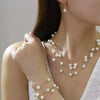 Imitation Pearl Jewelry Set with Necklace Bracelet and Earrings - Image 3