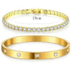 Stackable Gold Bracelets Bangles for Women Girls Gold Plated Cubic Zirconia Tennis Bracelet Stainless Steel Jewelry Gifts - Image 11