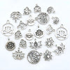 10/22-Piece Antique Silvery Lotus Charms Pendant Set for Handmade Jewelry Crafting (Necklaces/Bracelets/Earrings) - Image 4