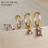 4PCS Zircon Hanging Earrings Set For Women Stainless Steel Geometry Dangle Earring Cartilage Piercing Jewelry Gift - Image 12