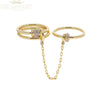 Iced Out Stack Chain Ring Gold Color Micro Paved CZ Engagement Band Multi Piece Stacking Finger Jewelry - Image 11