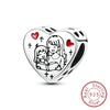 Silver Charm Bead Mother's Day Love Heart Family Charm Bead Pendant Fits Bracelet Womens Jewelry Gifts - Image 27