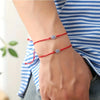 12-Piece Red Cord Bracelet Set with Blue Eye Beads - Image 2
