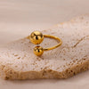 Stainless Steel Double-layer Beads Rings for Women Gold Plated Geometric Ball Bead Open Ring Aesthetic Punk Jewelry - Image 3