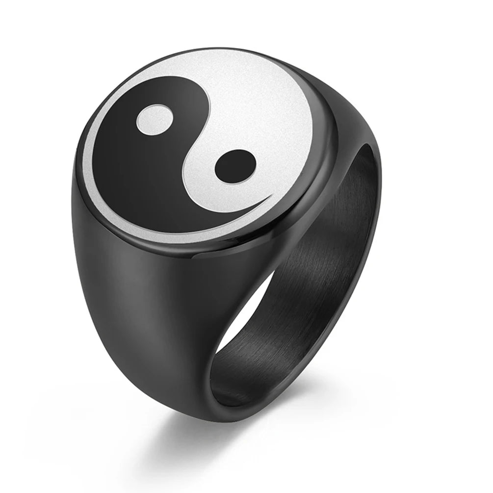 Tai Chi Yin Yang Symbol Ring Chinese Style Stainless Steel Signet Finger Ring for Men Punk Rock Jewerly Wedding Gift - Image 1
