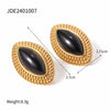 Stainless Steel Pvd Gold Plated Black Stone Earrings Statement Golden Metal for Women Gala Giftсерьги - Image 10