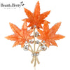 Rhinestone Double Maple Leaf Brooches for Women Unisex Plant Pins Casual Party Accessories Gifts Friends - Image 1