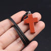 Charm Natural Semiprecious Stone Cross Shape Crystal Tiger Eye Agate Pendant Necklace Jewelry Gift for Women 25x18mm - Image 39