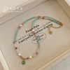 Water Drop Pendant Necklace with Beaded Chain in Gold Tone - Image 1