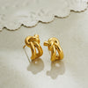 Stainless Steel Mini Knot Stud Earrings for Women Vintage Gold Plated Metal Twist Statement Earring Jewelry Gift - Image 3