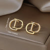 Minimalist Double D Rhinestone Earrings Gold Plated Letter Stud Jewelry for Women Versatile Daily Accessories - Image 7