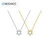 Women Silver Star of David Zircon Long Chain Pendant Necklace Anniversary Wedding Jewelry - Image 1