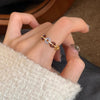 Silver Open Finger Ring Golden Enamel Donut Dazzling Geometric Punk For Women Jewelry Gift - Image 4
